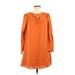 Venus Casual Dress - A-Line Tie Neck Long sleeves: Orange Print Dresses - Women's Size X-Small