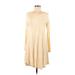 dearcase Casual Dress - A-Line Scoop Neck Long sleeves: Tan Print Dresses - Women's Size Medium