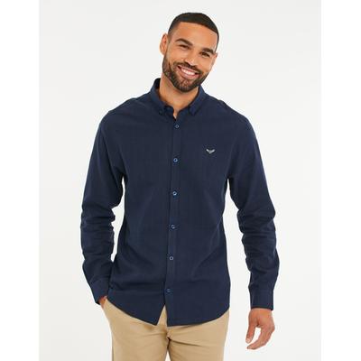 Threadbare Men's Navy Long Sleeve Linen Blend Shirt