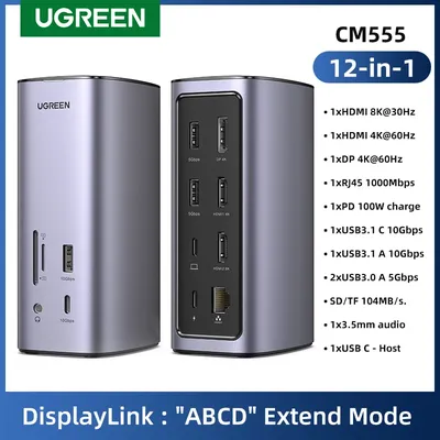 UGREEN – Station d'accueil 12-en-1 pour Mac OS M1 10G USB 3.1 port DisplayPort «ABCD» HDMI avec