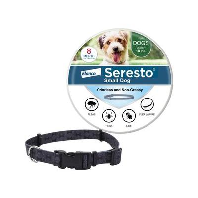 Small Seresto Flea & Tick Collar for Dogs + SecureAway Flea Collar Protector, Black Bones, Small