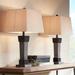 Set of 2 Farmhouse Table Lamps LED Gray Wood Dark Metal - 13" x 26"