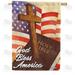 America Forever 4th of July God Bless America House Flag Patriotic USA Religious Holy Cross 28 x 40 inch Double Sided Americana Inspirational Seasonal Yard Outdoor Decorative Flag