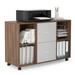 Docooler Mobile lateral filing cabinet with 2 drawers and 4 open storage cabinets for home office walnut- gray