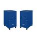 Home Square 2 Drawer Metal Mobile Vertical Filing Cabinet Set in Blue (Set of 2)