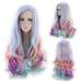 DOPI Role Play Wig Color Red Gradient Long Curl Wig Daily Split Rainbow Ice Cream Long Curl Hair High Temperature Silk