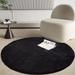 Ghouse 6x6 Soft Black Faux Fur Round Rug Machine Washable Area Rugs for Bedroom Fluffy Rugs for Living Room Carpet Sheepskin Rug