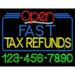 Everything Neon L100-7148 Fats Tax Refunds Open with Phone Number Animated LED Sign 21 Tall x 31 Wide x 1 Deep
