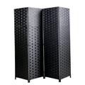 LANTRO JS 4 Panel Room Divider Folding Privacy Screen with Double Hinged Freestanding Room Separator Black