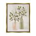 Pussy Willow Ikebana Vases Botanical & Floral Graphic Art Metallic Gold Framed Art Print Wall Art