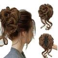 Messy Bun Hair Piece Claw Clip Messy Bun Hair Bun Wavy Curly Hair Bun Long Beard Bun Hair Synthetic Tousled Updo Hair Extensions Scrunchie Hairpiece for Women (8/27)