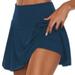 qazqa women pleated tennis skirt shorts high waisted golf skorts workout sports yoga skirts navy xl