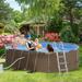 Outsunny Above Ground Swimming Pool Non-Inflatable Frame Pool Brown