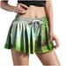 Olyvenn Womens Summer Athletic Workout Biker Shorts Fake Two Pieces Flowy Running Shorts Casual Pleated Hem High Waisted Gym Yoga Tennis Skirts Trendy Shorts for Women 2023 Green 4