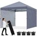 ABCCANOPY 10ft x 10ft Easy Pop up Outdoor Canopy Tent With 2 Side Walls Gray