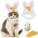 Cat Easter Costume Set Cute Bunny Ears Hat & Easter Egg Carrot Toys Soft Plush Pet Cap Bunny Outfit for Cats & Puppies Easter Party Decorations Supplies