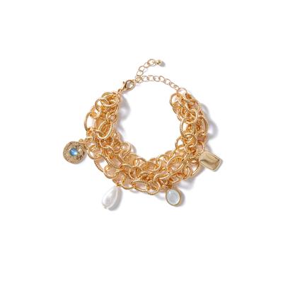 Plus Size Women's Three-Chain Charm Bracelet. by Accessories For All in Gold