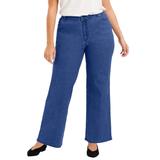 Plus Size Women's Curvie Fit Wide-Leg Jeans by June+Vie in Medium Blue (Size 12 W)