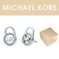 Michael Kors Jewelry | Michael Kors Silver Tone Pave Crystal Padlock Logo Earring Studs | Color: Silver | Size: Os/Silver