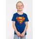 T-Shirt LOGOSHIRT "Superman" Gr. 122, grau (blau) Mädchen Shirts T-Shirts mit coolem Frontprint