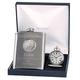 Engraved Retirement - Pewter Rugby Feature Mother of Pearl Pocket Watch & Hip Flask Gift Set