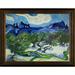 Overstock Art Olive Trees w/ the Alpilles in the Background by Vincent Van Gogh - Floater Frame Painting on Canvas in Blue/Green | Wayfair