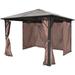 Symple Stuff Gazebo Pop up Canopy Tent Folding Patio Pavilion w/ Curtain Aluminum Aluminum/Hardtop/Metal in Black/Brown/Gray | Wayfair