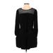 Gap Casual Dress - Fit & Flare Crew Neck Long sleeves: Black Print Dresses - Women's Size X-Small