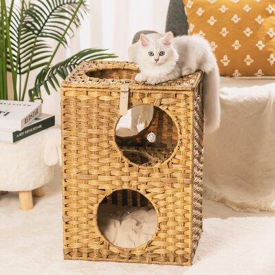Tucker Murphy Pet™ Rattan Cat Litter Box w/ Rattan Ball & Cushion, Size 23.6 H x 16.9 W x 13.8 D in | Wayfair 4774DEFF32B545749EA3ED6AFD7478D9