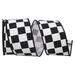 The Holiday Aisle® Jumbo Raceway Check Wired Edge Ribbon Fabric in Black/White | 2.5 H x 360 W x 4 D in | Wayfair 19A50AA1B83049639D50452E6BBFB971