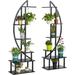 Latitude Run® Hana Free Form Plant Stand Wood/Metal/Manufactured Wood in Black/Brown | 67 H x 44 W x 11.8 D in | Wayfair