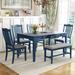 Red Barrel Studio® Chenery 6 - Piece Dining Set w/ Drawers Wood/Upholstered in Gray/Blue | 38.15 H x 36.02 W x 36.02 D in | Wayfair