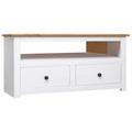 Ebern Designs Corner TV Stand TV Console Storage Cabinet Solid Pine Panama Range Wood in White/Brown | 19.3 H x 36.6 W x 19.3 D in | Wayfair