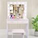 Latitude Run® Jaileigh Vanity Set w/ Lighted Mirror & Stool Wood in Brown/White | 55.1 H x 15.7 W x 31.5 D in | Wayfair