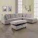 Gray Sectional - Latitude Run® Monigue 112" Wide Modular Corner Sectional w/ Ottoman Corduroy, Solid Wood | 36 H x 112 W x 84 D in | Wayfair