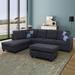 Gray/Black/Brown Sectional - Ebern Designs Nurtene 103.5" Wide Modular Sofa & Chaise w/ Ottoman Linen | 35 H x 103.5 W x 74.5 D in | Wayfair