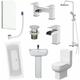 1700mm Bathroom Suite Double Ended Bath Shower Screen Toilet Basin Pedestal Taps - White