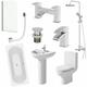 Complete 1700mm Bathroom Suite Bath Shower Screen Toilet Taps Basin Pedestal - White