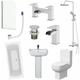 1700mm Bathroom Suite Double Ended Bath Shower Screen Toilet Taps Basin Pedestal - White
