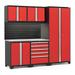 NewAge Products PRO 3.0 Series Red 6-Piece Cabinet Set Stainless Steel Top, Slatwall and LED Lights