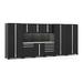 NewAge Products PRO 3.0 Series Black 10-Piece Cabinet Set with Stainless Steel Top Slatwall and LED Lights