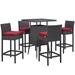 Ergode Convene 5 Piece Outdoor Patio Pub Set - Espresso Red