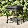 CintBllTer OTI001-D Outdoor Black Wicker Patio Furniture End Table