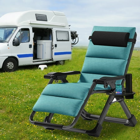 Lilypelle Zero Gravity Chair Outdoor Padded Lounge Chair with Side Table Zero Gravity Recliner Chair Outdoor Reclining Chair Supports up to 440lbs