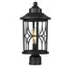 17-Inch Black Farmhouse Exterior Post Light Fixture Modern Outdoor Pole Light for House Patio Yard Die-Cast Aluminum with Seeded Glass Shade Black Finish