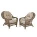 W Unlimited SW1308-2CH Saturn Wicker Outdoor Lounge Chair Set with Beige Cushion - 2 Piece