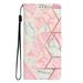 EUBUY for Samsung S9 Leather Case Samsung S9 Pink Marble Painted Leather Case with Lanyard