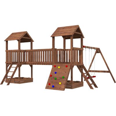 Spielturm PALMAKO "JESPER SET 1", braun, Spieltürme, KinderB:600cm H:314cm T:464cm, Holzwerkstoff, BxTxH: 600x464x314 cm, B:600cm H:314cm T:464cm