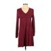 Ann Taylor LOFT Outlet Casual Dress - Sweater Dress: Burgundy Marled Dresses - Women's Size X-Small