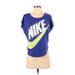 Nike Active T-Shirt: Blue Color Block Activewear - Women's Size X-Small